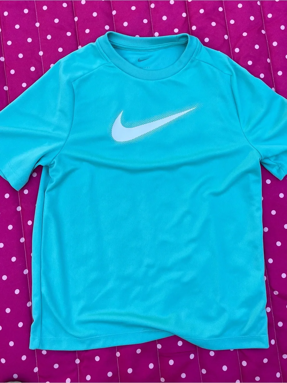 Nike Kids' Aqua Blue athletic Shirt - Short Sleeve